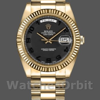 Replique Hommes - Rolex Day-Date-218238, 41mm, or jaune, cadran noir à cercle concentrique, Noir Hommes