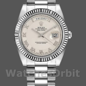 Replique Hommes - Rolex Day-Date-218239, 41mm, or blanc, cadran chiffres romains ivoire, Hommes Ivoire