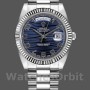 Replique Hommes - Rolex Day-Date-218239, 41mm, or blanc, cadran bleu vague, Bleu Homme