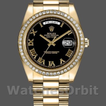 Replique Hommes - Rolex Day-Date-218348, 41mm, cadran romain noir, Hommes Noir
