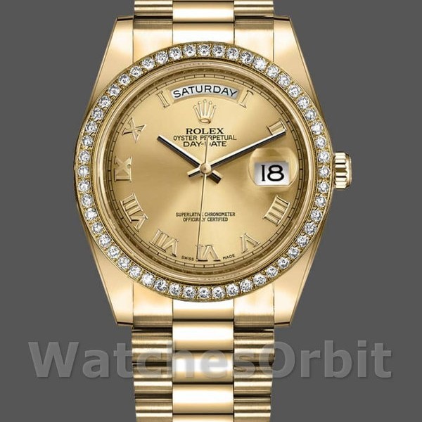 Replique Hommes - Rolex Day-Date-218348, 41mm, Champagne Cadran romain, Hommes Champagne