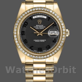 Replique Hommes - Rolex Day-Date-218348, 41mm, Concentric Circle Black Dial, Hommes Noir