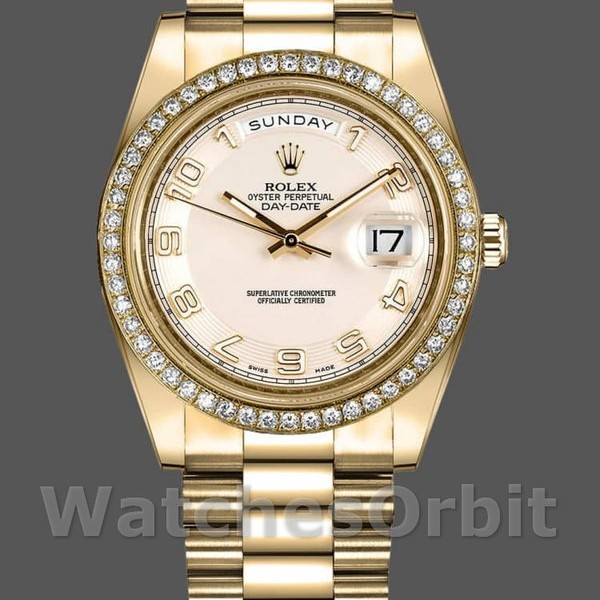 Replique Hommes - Rolex Day-Date-218348, 41mm, cercle concentrique, cadran ivoire, Hommes Ivoire
