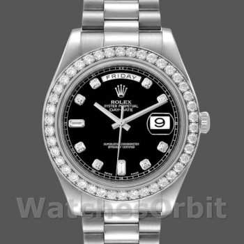 Replique Hommes - Rolex Day-Date-218349, 41mm, cadran diamant noir, Hommes Noir