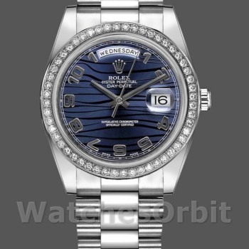 Replique Hommes - Rolex Day-Date-218349, 41mm, cadran bleu vague, Bleu vague Hommes