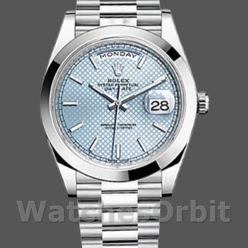 Replique Hommes - Rolex Day-Date-228206, 40mm, platine, cadran à motif bleu glacier, Bleu glacier Hommes