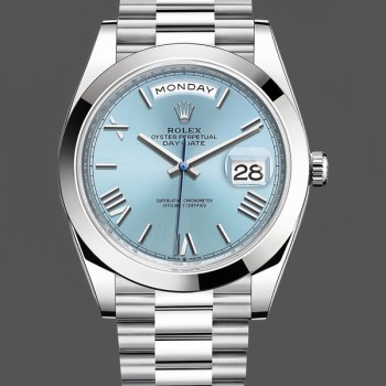 Replique Hommes - Rolex Day-Date-228206, 40mm, platine, cadran quadrant bleu glacier, Bleu glacier Hommes
