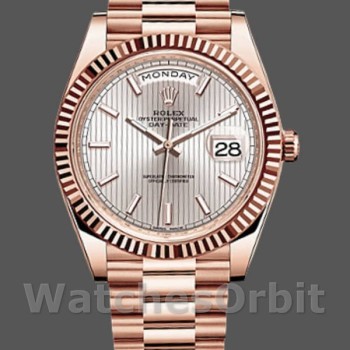 Replique Hommes - Rolex Day-Date-228235, 40mm, Sundust Cadran à motif rayé, Lunette cannelée, Hommes Sundust<br />
