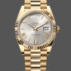 Replique Hommes - Rolex Day-Date-228238, 40mm, cadran romain argenté, lunette cannelée, Argenté Hommes