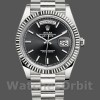 Replique Hommes - Rolex Day-Date-228239, 40mm, cadran index noir, lunette cannelée, Noir Hommes