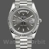 Replique Hommes Rolex Day-Date-228239, 40mm, cadran gris rhodium foncé, lunette cannelée, Gris Hommes