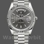Replique Hommes Rolex Day-Date-228239, 40mm, cadran gris rhodium foncé, lunette cannelée, Gris Hommes