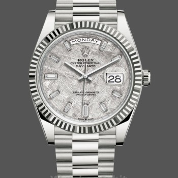 Replique Hommes - Rolex Day-Date-228239, 40mm, cadran gris météorite, lunette cannelée, Gris Hommes