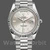 Replique Hommes - Rolex Day-Date-228239, 40mm, cadran argenté avec diamants baguettes, lunette cannelée, Argenté Hommes