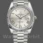 Replique Hommes - Rolex Day-Date-228239, 40mm, argent Cadran romain à motif quadrant, lunette cannelée, Argenté Hommes