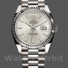 Replique Hommes - Rolex Day-Date-228239, 40mm, cadran argenté à motif rayé, lunette cannelée, Argenté Hommes