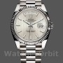 Replique Hommes - Rolex Day-Date-228239, 40mm, cadran argenté à motif rayé, lunette cannelée, Argenté Hommes