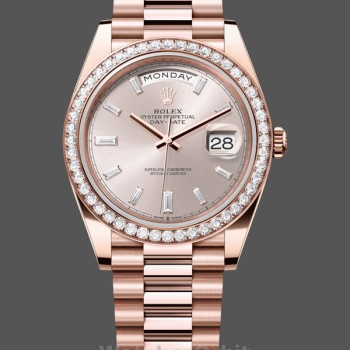 Replique Hommes - Rolex Day-Date-228345RBR 0007, 40mm, Sundust Cadran diamanté, Lunette diamantée, Hommes Sundust