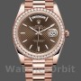 Replique Hommes - Rolex Day-Date-228345RBR, 40mm, cadran brun chocolat à motifs diagonaux, lunette diamantée, Hommes - Brun chocolat