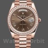 Replique Hommes - Rolex Day-Date-228345RBR, 40mm, cadran romain brun chocolat, lunette diamant, Brun chocolat pour hommes