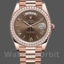 Replique Hommes - Rolex Day-Date-228345RBR, 40mm, cadran romain brun chocolat, lunette diamant, Brun chocolat pour hommes