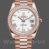 Replique Hommes Rolex Day-Date-228345RBR, 40mm, cadran romain blanc, lunette diamant, Hommes Blanc