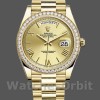 Replique Hommes Rolex Day-Date-228348RBR, 40mm, Champagne Cadran romain, Lunette diamantée, Hommes Champagne