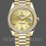 Replique Hommes Rolex Day-Date-228348RBR, 40mm, Champagne Cadran romain, Lunette diamantée, Hommes Champagne