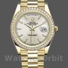 Replique Hommes Rolex Day-Date-228348RBR, 40mm, cadran argenté à motif diagonal, lunette diamantée, Argenté Hommes