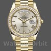 Replique Hommes Rolex Day-Date-228348RBR, 40mm, cadran romain argenté, lunette diamantée, Argenté Hommes