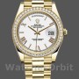 Replique Hommes Rolex Day-Date-228348RBR, 40mm, cadran romain blanc, lunette diamant, Hommes Blanc