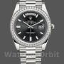 Replique Hommes Rolex Day-Date-228349RBR, 40mm, cadran noir, lunette diamant, Noir Hommes
