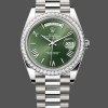 Replique Hommes Rolex Day-Date-228349RBR, 40mm, cadran romain vert, lunette diamant, Vert Hommes