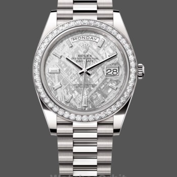 Replique Hommes Rolex Day-Date-228349RBR, 40mm, cadran météorite, lunette diamant, Hommes Météorite