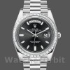 Replique Hommes Rolex Day-Date-228396TBR, 40mm, cadran noir, lunette diamant, Noir Hommes
