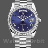 Replique Hommes Rolex Day-Date-228396TBR, 40mm, Cadran bleu, Platine, Lunette diamant, Bleu Homme