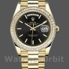 Replique Hommes Rolex Day-Date-228398TBR, 40mm, cadran noir à motifs diagonaux, lunette diamantée, Noir Hommes