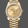 Replique Hommes Rolex Day-Date-228398TBR, 40mm, Champagne Cadran diamanté, Lunette diamantée, Hommes Champagne