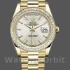 Replique Hommes Rolex Day-Date-228398TBR, 40mm, cadran argenté à motif diagonal, lunette diamantée, Argenté Hommes