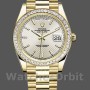 Replique Hommes Rolex Day-Date-228398TBR, 40mm, cadran argenté à motif diagonal, lunette diamantée, Argenté Hommes