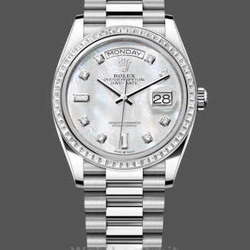 Replique Hommes Rolex Sky-Dweller 42-336934 0002, Or blanc, lunette cannelée, cadran vert Hommes
