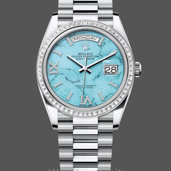 Replique Hommes - Rolex Day Date 40-M228236 0024, or blanc, cadran bleu ombré, cadran bleu ombré