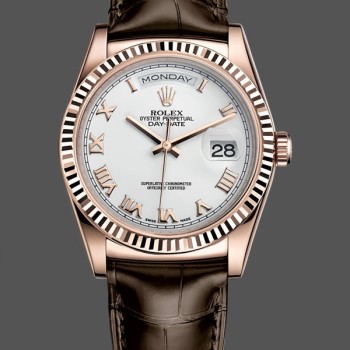Replique Rolex Day Date 36-m128348RBR 0064 unisexe, or jaune, cadran blanc, blanc