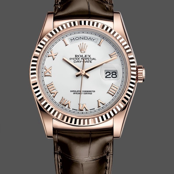 Replique Rolex Day Date 36-m128348RBR 0064 unisexe, or jaune, cadran blanc, blanc
