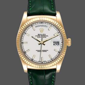 Replique Rolex Day Date 36-128396TBR 0004 unisexe, platine, lunette diamants, argent