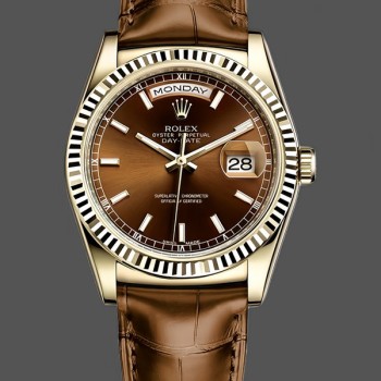 Replique Rolex Day Date 36-128396TBR 0004 unisexe, platine, lunette diamants, argent