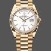 Replique Rolex Day-Date 36mm Unisex-128238 0081-Cerclage cannelé-Cadran index blanc unisexe