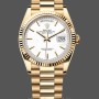 Replique Rolex Day-Date 36mm Unisex-128238 0081-Cerclage cannelé-Cadran index blanc unisexe