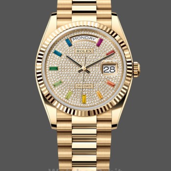 Replique Rolex Day Date 36-m128396TBR 0005 unisexe, platine, cadran nacre, lunette diamant, président, cadran MOP