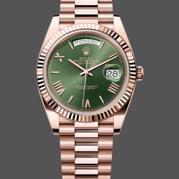 Replique Hommes - Rolex Day Date 40-m228235 0025, 40mm, or Everose 18K, cadran vert olive Vert